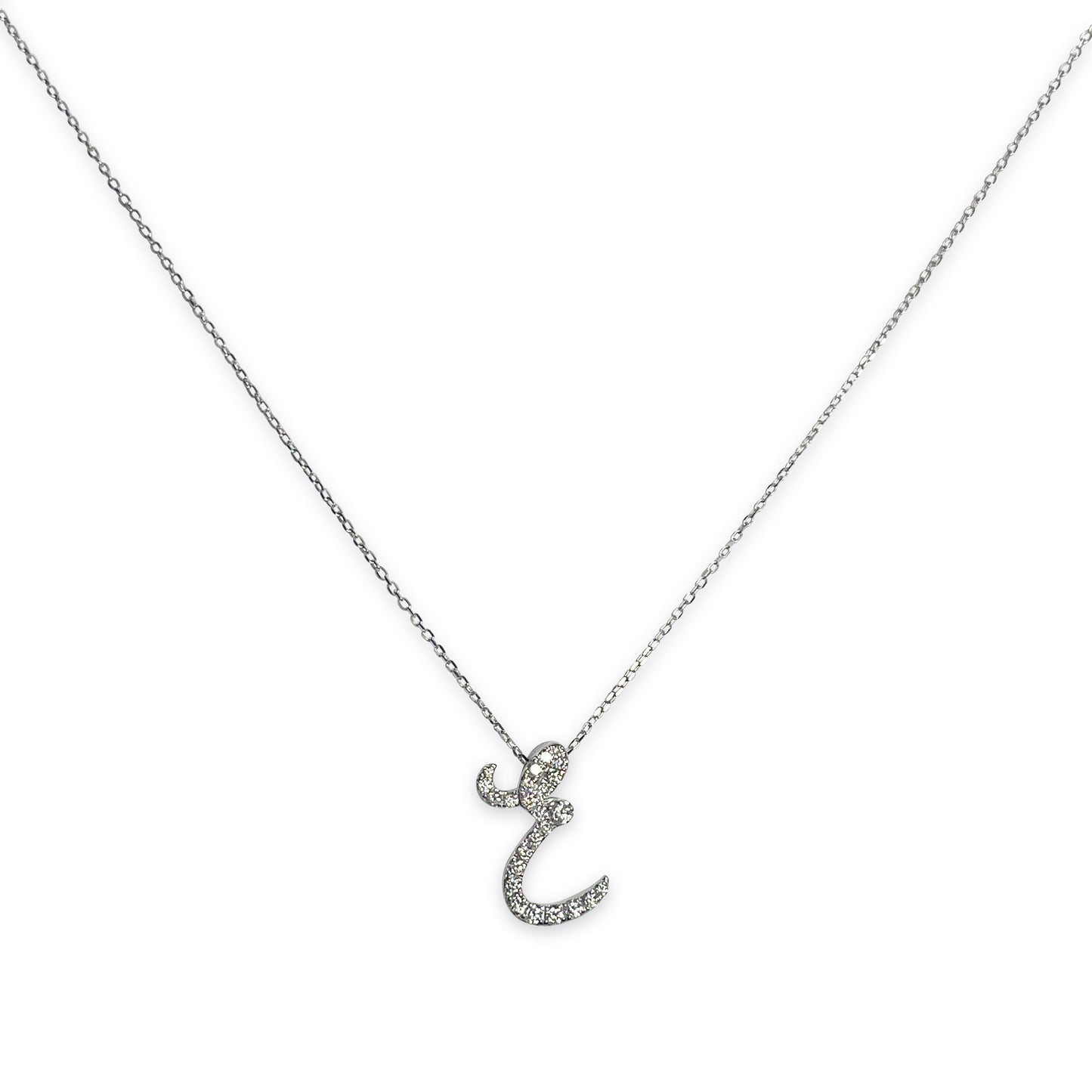 White Gold Italic E Necklace