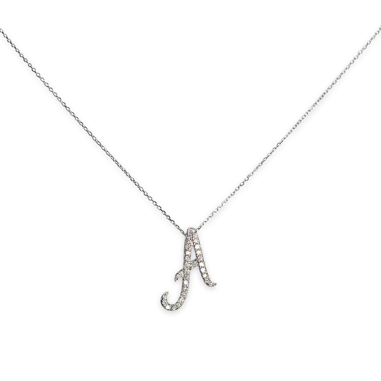 White Gold Italic A Necklace