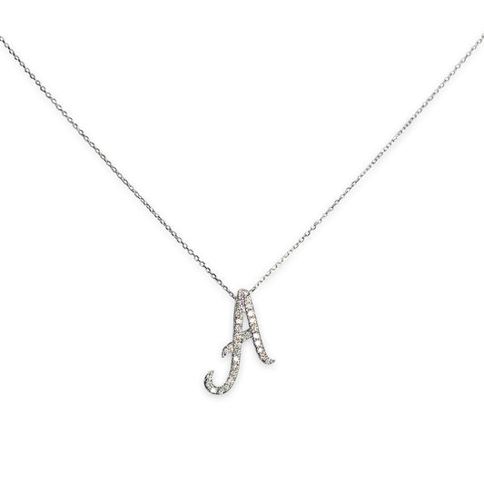 White Gold Italic A Necklace