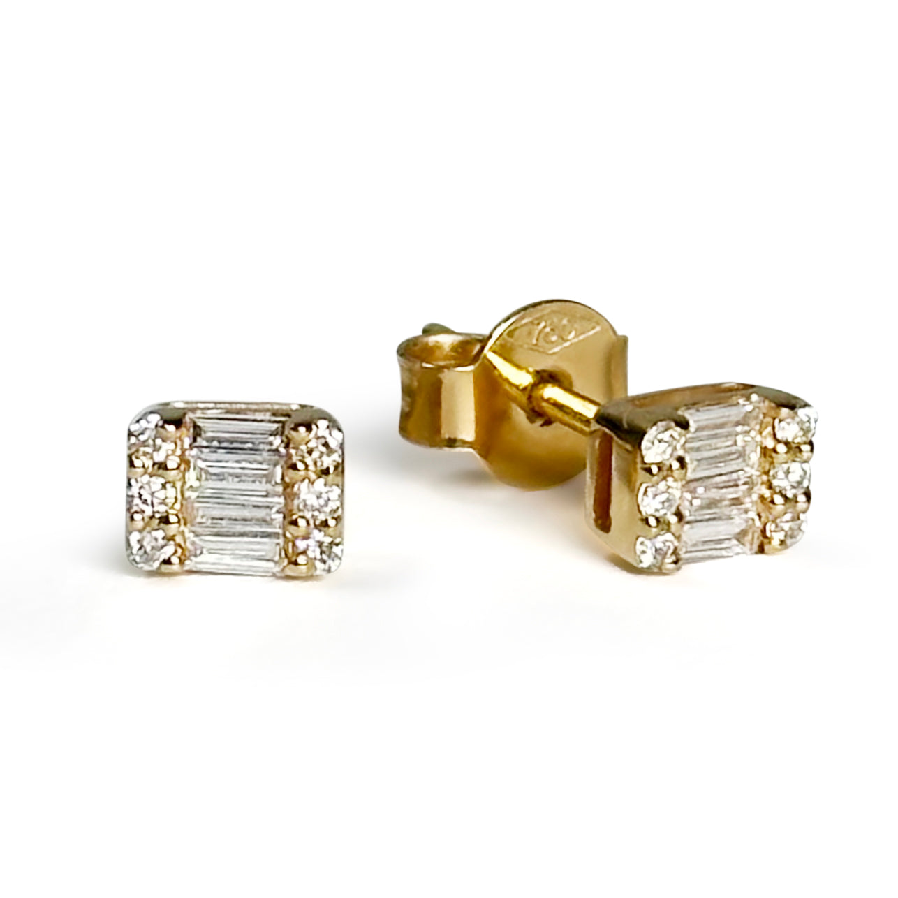 Yellow Gold Baguette Earrings